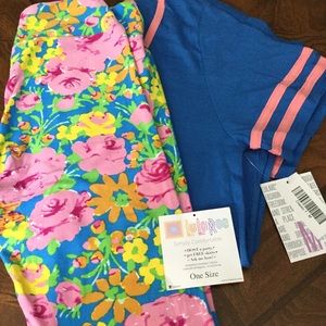 BNWT LuLaRoe Outfit Classic T & OS leggings neon LAST FINAL PRICE SALE